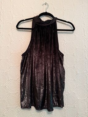 DO+BE Black High-Neck Shimmer Tank